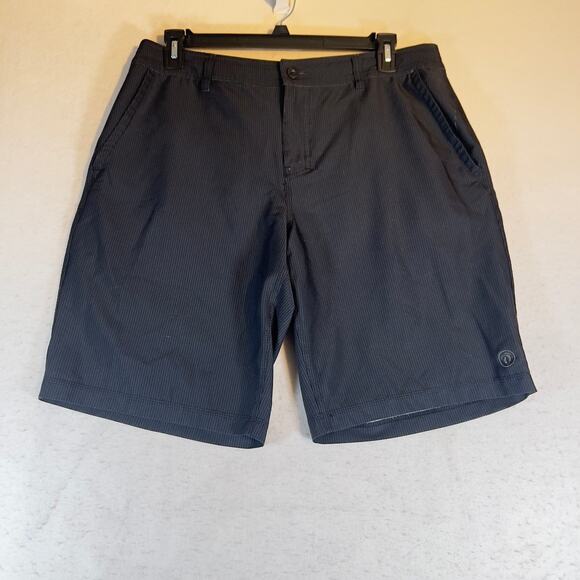 Hang Ten Hybrid Shorts Men W36 Quick Dry Mesh Pockets Black Grey Stripe STRETCH - Picture 3 of 16